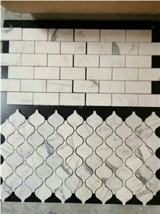 Carrara Lantern Pattern Mosaic/Italy Carrara White Marble Mosaic/Design Beautiful Stone Mosaic/Polished Nice Design Interior Stone Mosaic Tile/Natural Marble Stone Mosaic