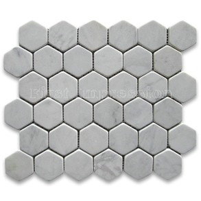 Carrara Marble 2 Inch Hexagon Mosaic Tile Tumbled/Carrara Marble Honed Surface Mosaic Tiles /Hexagon White Marble Mosaic Tiles for Flooring