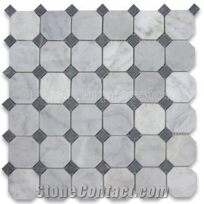 Carrara Marble 2 Inch Hexagon Mosaic Tile Tumbled/Carrara Marble Honed Surface Mosaic Tiles /Hexagon White Marble Mosaic Tiles for Flooring