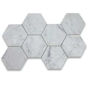 Carrara Marble 2 Inch Hexagon Mosaic Tile Tumbled/Carrara Marble Honed Surface Mosaic Tiles /Hexagon White Marble Mosaic Tiles for Flooring