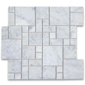 Carrara Marble Mini Versailles Pattern Mosaic Tile Honed/Carrara White Marble Versailles Pattern Mosaic Tiles for Flooring