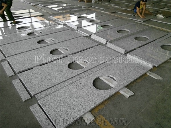 China G655 Granite Kitchen Counter Top/Tongan White Granite Kitchen Worktops/Hazel White Granite Kitchen Bar Top/Rice Grain White Granite Kitchen Desk Top/Kitchen Island Top/New Kitchen Top