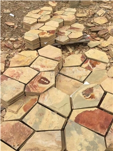 Crazy Slate Tile/Cheap Slate Flagging Tile/Flagstone Walkway Pavers/Multicolor Slate Floor Tiles/Rusty Slate Floor Covering
