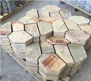 Crazy Slate Tile/Cheap Slate Flagging Tile/Flagstone Walkway Pavers/Multicolor Slate Floor Tiles/Rusty Slate Floor Covering