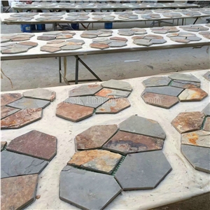 Crazy Slate Tile/Cheap Slate Flagging Tile/Flagstone Walkway Pavers/Multicolor Slate Floor Tiles/Rusty Slate Floor Covering