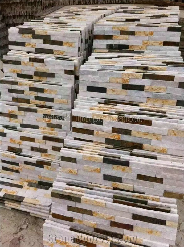 Culture Stone/Yellow Slate/Golden Grain Slate/Rusty Slate/China Slate Cultured Stone Corner/Rust Yellow Slate Corner Stone/Wall Cladding/Ledge Stone/Chinese Slate 