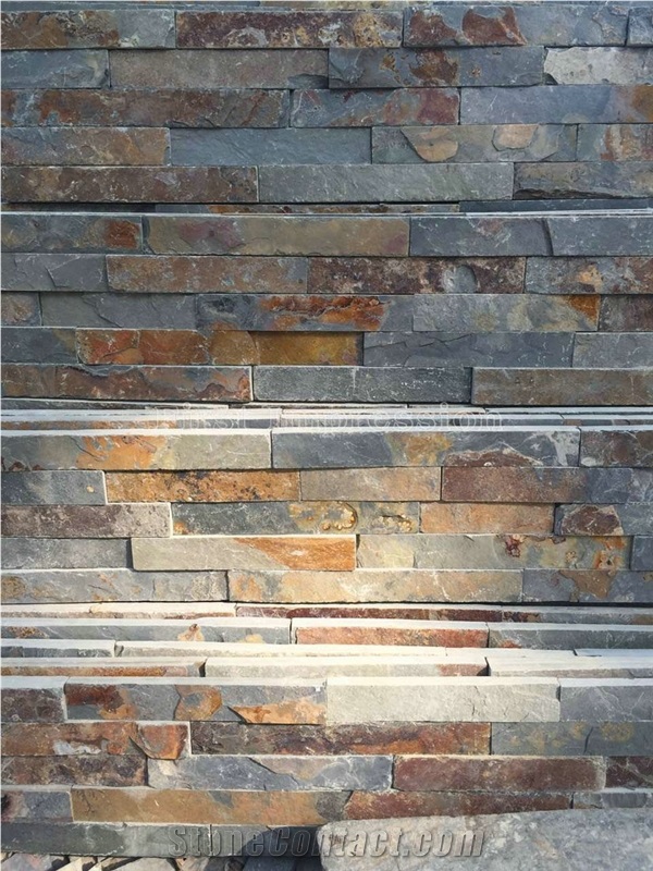 Culture Stone/Yellow Slate/Golden Grain Slate/Rusty Slate/China Slate Cultured Stone Corner/Rust Yellow Slate Corner Stone/Wall Cladding/Ledge Stone/Chinese Slate 