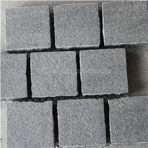 G654 Dark Grey Flamed Granite Paving Stone /G654 Gray Cube stone Meshwork /Sesame Grey Ganite Natural Surface Paving Set