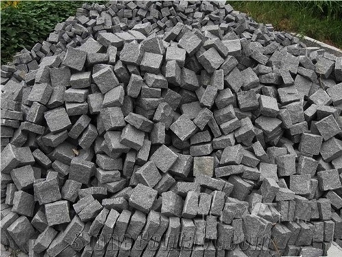 G654 Dark Grey Granite Cube Stone /G654 Grey Granite Paving Sets/Grey Sesame Granite Paving Stone Flamed 