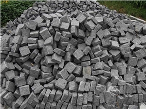 G654 Dark Grey Granite Cube Stone /G654 Grey Granite Paving Sets/Grey Sesame Granite Paving Stone Flamed 