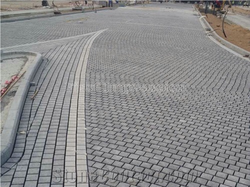 G654 Dark Grey Granite Cube Stone /G654 Grey Granite Paving Sets/Grey Sesame Granite Paving Stone Flamed 