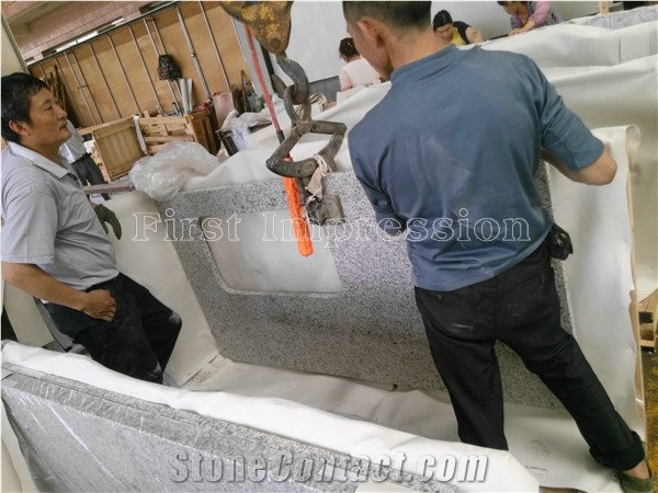 G655 Granite Kitchen Counter Top/Tongan White Granite Kitchen Worktops/Hazel White Granite Kitchen Bar Top/Rice Grain White Granite Kitchen Desk Top/Kitchen Island Top/Kitchen Top/Kitchen Bar Top