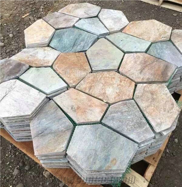 Good Price Slate Tile/Cheap Slate Flagging Tile/Flagstone Walkway Pavers/China Rustic Slate Random Flagstone Pavers/Floor Paving/Walkway Pavers/Best Price Slate & High Quality Slate/Multicolor Slate