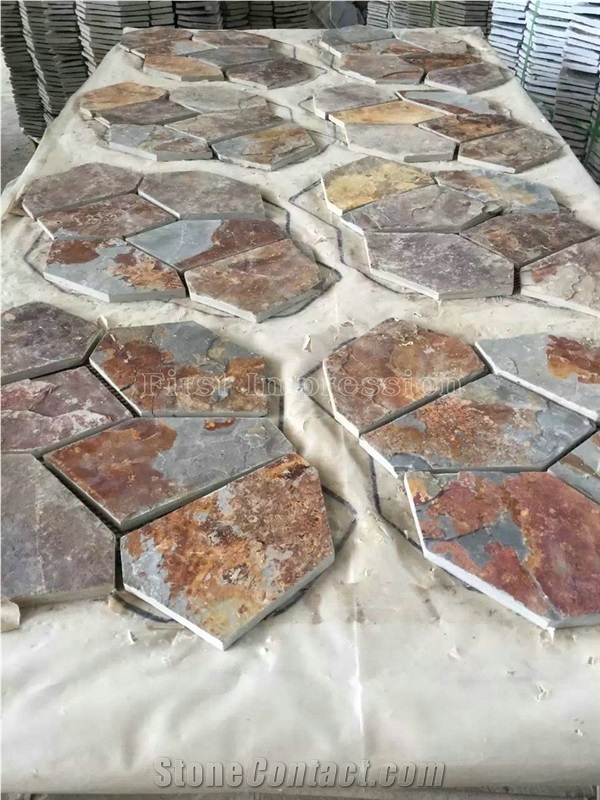 Good Price Slate Tile/Cheap Slate Flagging Tile/Flagstone Walkway Pavers/China Rustic Slate Random Flagstone Pavers/Floor Paving/Walkway Pavers/Best Price Slate & High Quality Slate/Multicolor Slate