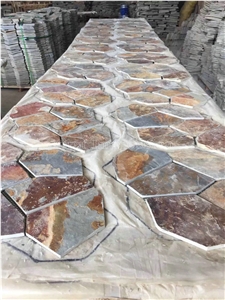 Good Price Slate Tile/Cheap Slate Flagging Tile/Flagstone Walkway Pavers/China Rustic Slate Random Flagstone Pavers/Floor Paving/Walkway Pavers/Best Price Slate & High Quality Slate/Multicolor Slate