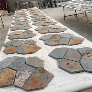 Good Price Slate Tile/Cheap Slate Flagging Tile/Flagstone Walkway Pavers/China Rustic Slate Random Flagstone Pavers/Floor Paving/Walkway Pavers/Best Price Slate & High Quality Slate/Multicolor Slate