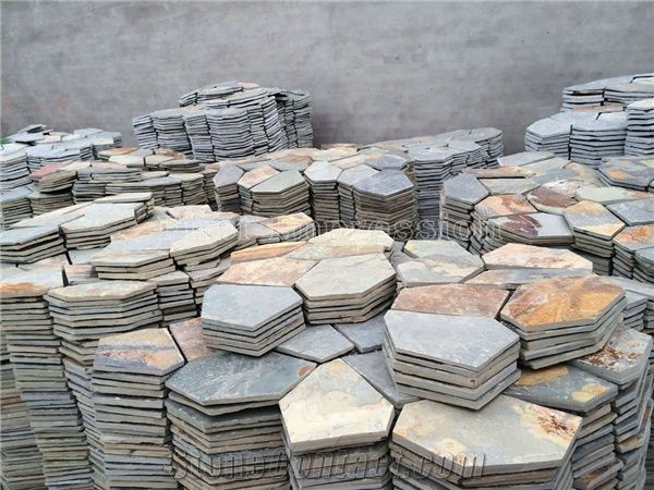 Good Quality Slate Tile/Cheap Slate Flagging Tile/Flagstone Walkway Pavers/China Rustic Slate Random Flagstone Pavers/Floor Paving/Walkway Pavers/Best Price Slate & High Quality Slate/Multicolor Slate