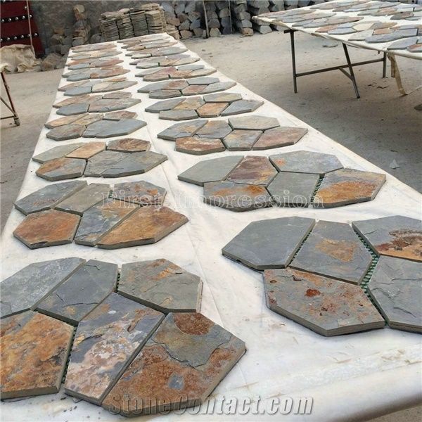 Good Quality Slate Tile/Cheap Slate Flagging Tile/Flagstone Walkway Pavers/China Rustic Slate Random Flagstone Pavers/Floor Paving/Walkway Pavers/Best Price Slate & High Quality Slate/Multicolor Slate
