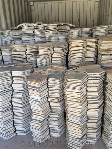 Good Quality Slate Tile/Cheap Slate Flagging Tile/Flagstone Walkway Pavers/China Rustic Slate Random Flagstone Pavers/Floor Paving/Walkway Pavers/Best Price Slate & High Quality Slate/Multicolor Slate