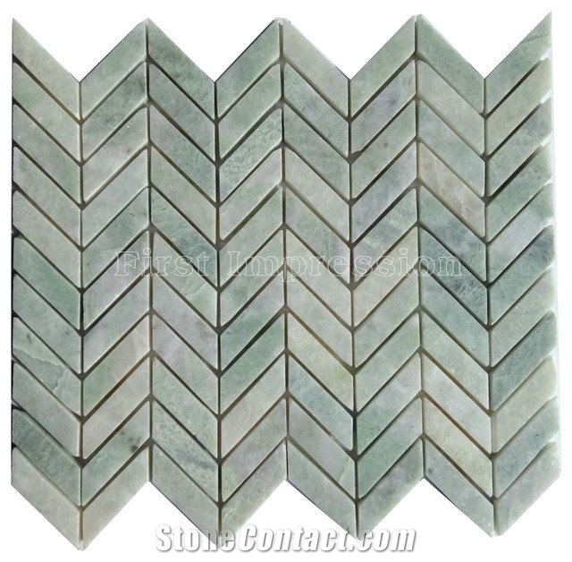 Green Jade Onyx Mosaic/Basketweave Mosaic Pattern Tiles for Bathroom Walling Decoration/Crystal Green Marble Mosaic/Composited Mosaic/High Quality & Best Price Mosaic