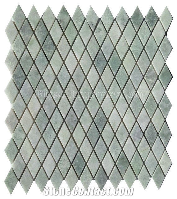 High Quality China Green Jade Onyx Mosaic/Basketweave Mosaic Pattern Tiles for Bathroom Walling Decoration/Crystal Green Marble Mosaic/Composited Mosaic