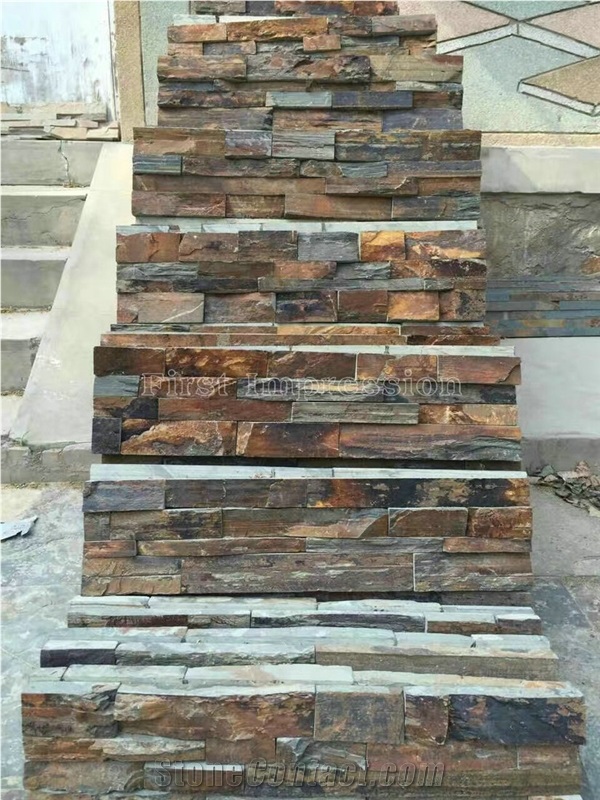 Hot Sale China Rusty Slate Cultured Stone/Wall Cladding/Stacked Stone Veneer Clearance/Manufactured Stone Veneer/Feature Wall/Ledge Stone