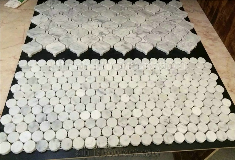 Hot Sale Italy Carrara White Marble Mosaic/Design Beautiful Stone Mosaic/Polished Nice Design Interior Stone Mosaic Tile/Natural Marble Stone Mosaic