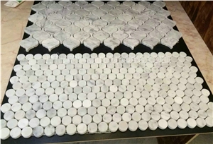 Hot Sale Italy Carrara White Marble Mosaic/Design Beautiful Stone Mosaic/Polished Nice Design Interior Stone Mosaic Tile/Natural Marble Stone Mosaic