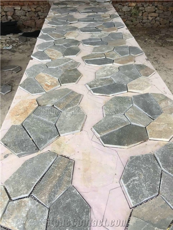 Multicolor Crazy Slate Tile/Cheap Slate Flagging Tile/Flagstone Walkway Pavers/China Rustic Slate Random Flagstone Pavers/Floor Paving/Walkway Pavers/Best Price Slate & High Quality Slate
