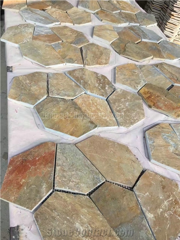 Multicolor Crazy Slate Tile/Cheap Slate Flagging Tile/Flagstone Walkway Pavers/China Rustic Slate Random Flagstone Pavers/Floor Paving/Walkway Pavers/Best Price Slate & High Quality Slate