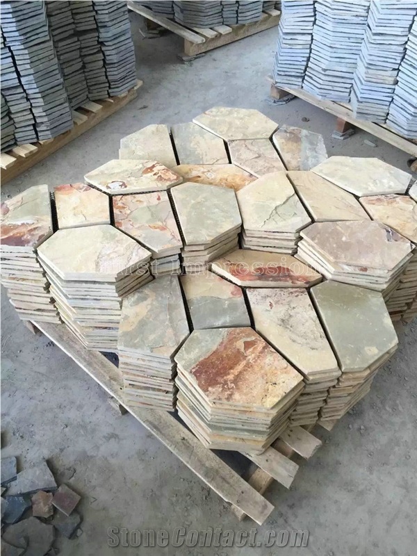 Multicolor Crazy Slate Tile/Cheap Slate Flagging Tile/Flagstone Walkway Pavers/China Rustic Slate Random Flagstone Pavers/Floor Paving/Walkway Pavers/Best Price Slate & High Quality Slate
