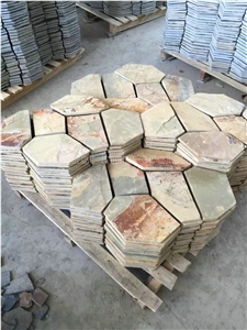 Multicolor Crazy Slate Tile/Cheap Slate Flagging Tile/Flagstone Walkway Pavers/China Rustic Slate Random Flagstone Pavers/Floor Paving/Walkway Pavers/Best Price Slate & High Quality Slate