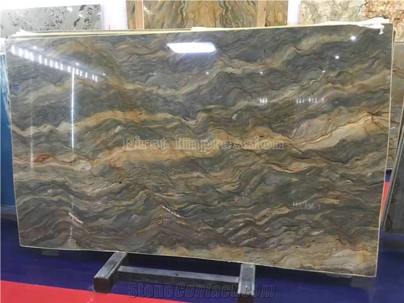 New Polished Golden Silk Quartzite/Golden Silk Slabs & Tiles/Silk Road Quartzite Cut to Size/Luxury Yellow Natural Quartzite/High Grade & Good Price Slabs/Hot Sale Quartzite