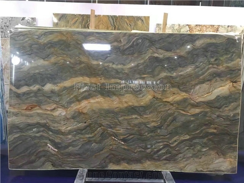 New Polished Golden Silk Quartzite/Golden Silk Slabs & Tiles/Silk Road Quartzite Cut to Size/Luxury Yellow Natural Quartzite/High Grade & Good Price Slabs/Hot Sale Quartzite