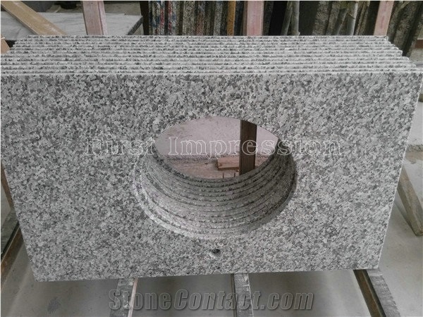 New Swan White Granite Counter Tops/Granite Reception Counter/Stone Reception Desk/Work Tops/Solid Surface Table Tops/Square Table Top/Best Price & High Quality Kitchen Top/Hot Sale/China Granite Top