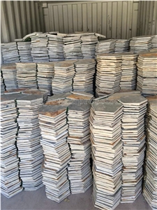 On Sale Multicolor Crazy Slate Tile/Cheap Slate Flagging Tile/Flagstone Walkway Pavers/China Rustic Slate Random Flagstone Pavers/Floor Paving/Walkway Pavers/Best Price Slate & High Quality Slate