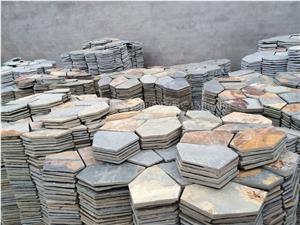 On Sale Multicolor Crazy Slate Tile/Cheap Slate Flagging Tile/Flagstone Walkway Pavers/China Rustic Slate Random Flagstone Pavers/Floor Paving/Walkway Pavers/Best Price Slate & High Quality Slate