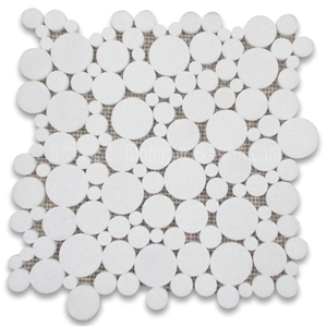 Thassos Marble Bubble Round Paramount Mosaic Tiles Honed Surface /Crystal White Marble Round Mosaic Tiles /White Marble Mosaic