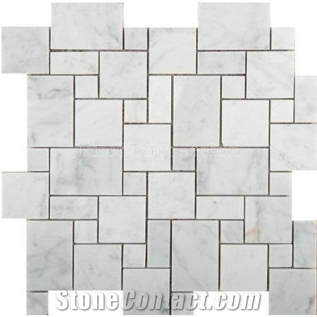 White Carrara Marble Tiles /French Pattern White Carrara Mosaic Tiles