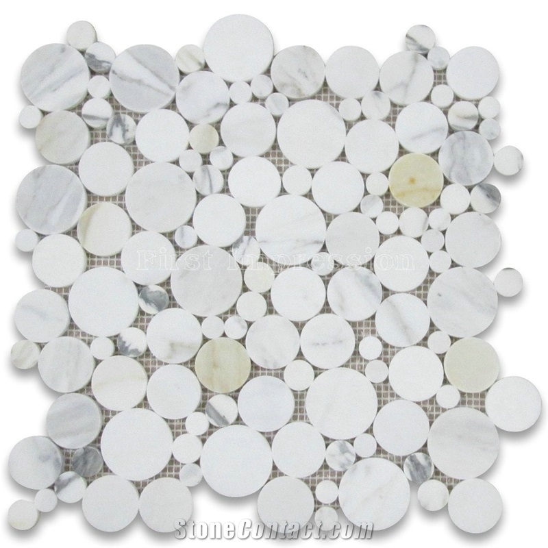 White Carrara Marble Tiles /French Pattern White Carrara Mosaic Tiles