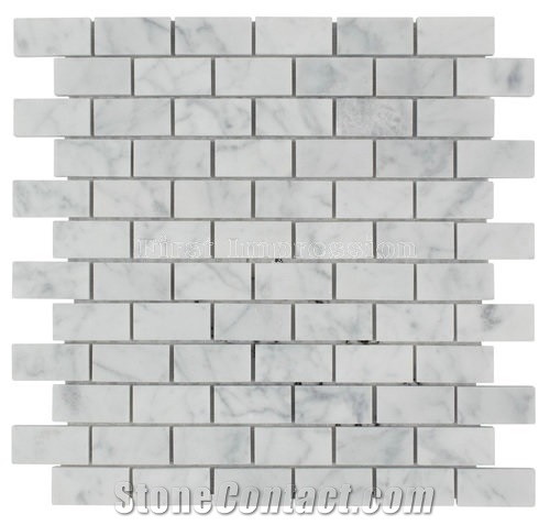 White Marble Mini Brick Mosaic Tiles For Bath Room/White Carrara Mosaic Tiles /Round White Marble Tiles