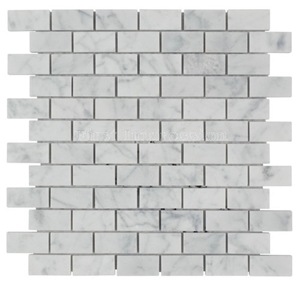 White Marble Mini Brick Mosaic Tiles For Bath Room/White Carrara Mosaic Tiles /Round White Marble Tiles