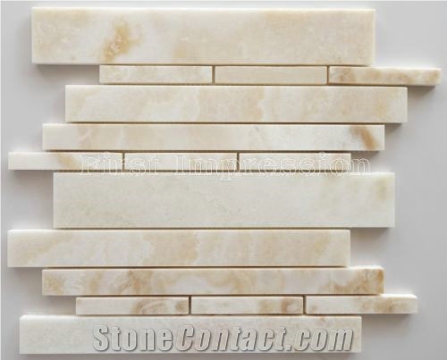White Onyx Mosaic Pattern/Mini Brick Onyx Mosaic Tiles /Polished Mosaic/Honed Marble Thin laminated Mosaic