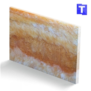 Brown Artificial Stone Panels Translucent Alabaster Resin Sheet for Hotel Decors