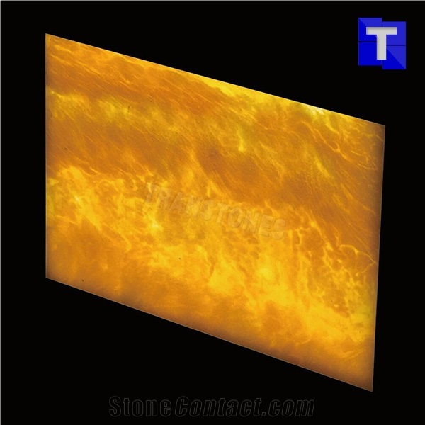 Brown Artificial Stone Panels Translucent Alabaster Resin Sheet for Hotel Decors