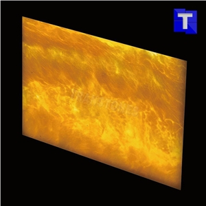 Brown Artificial Stone Panels Translucent Alabaster Resin Sheet for Hotel Decors