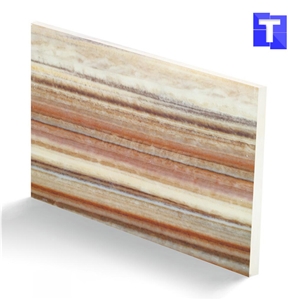 Brown Straight Veins Onyx Marble Stone Tiles Artificial Faux Alabaster Sheet for Indoor Walls