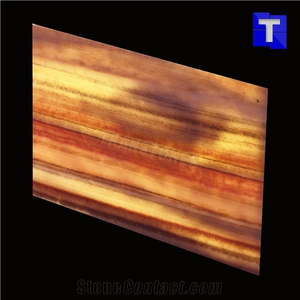 Brown Straight Veins Onyx Marble Stone Tiles Artificial Faux Alabaster Sheet for Indoor Walls