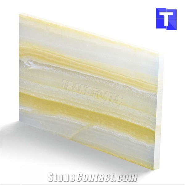 Horizontal Patterns Artificial Stone Panels Faux Alabaster Onyx Sheet for Office Table Tops