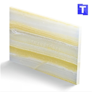 Horizontal Patterns Artificial Stone Panels Faux Alabaster Onyx Sheet for Office Table Tops